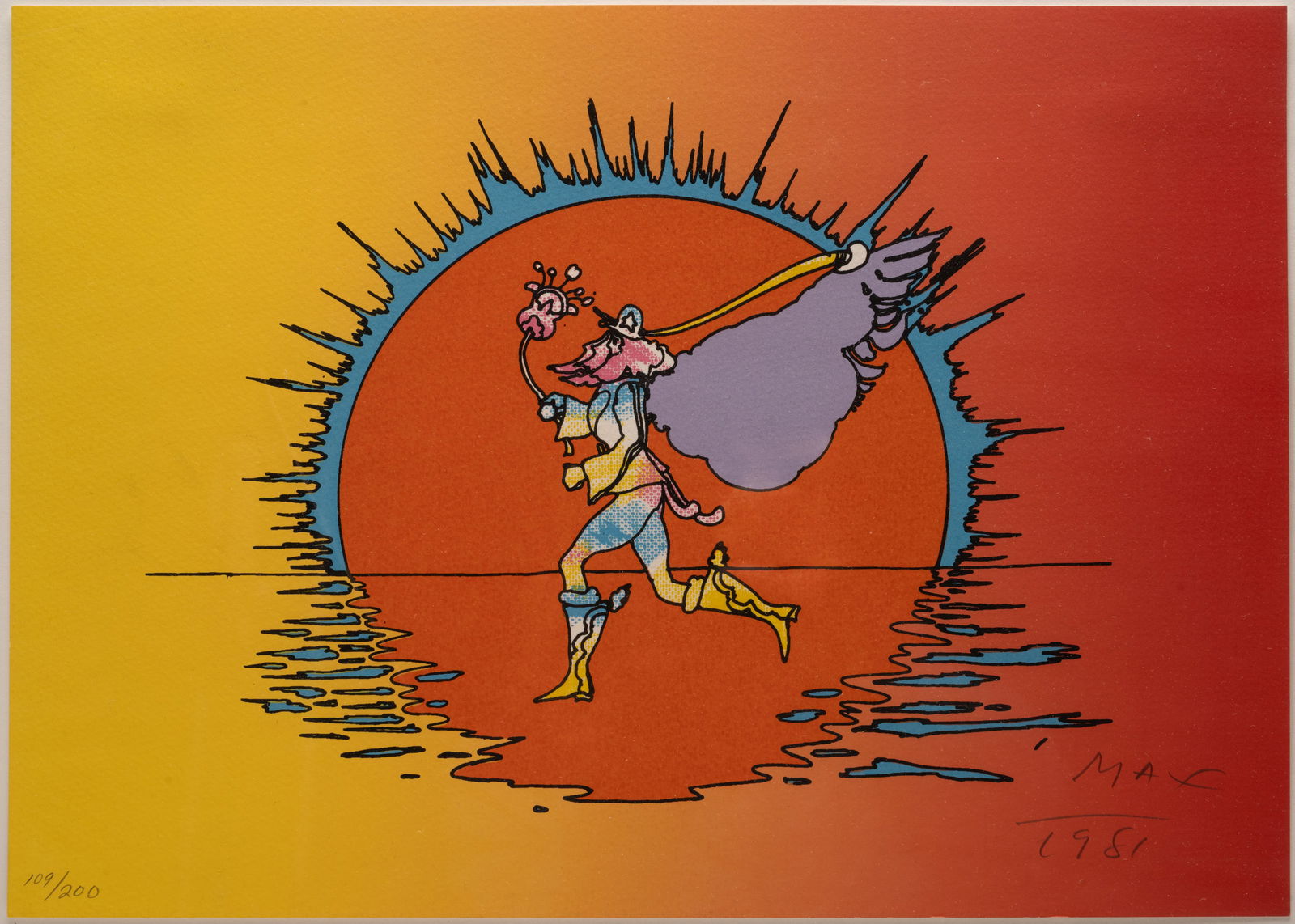 Peter Max ( German America b.1937- ) "Runner" Serigraph Signed - 2