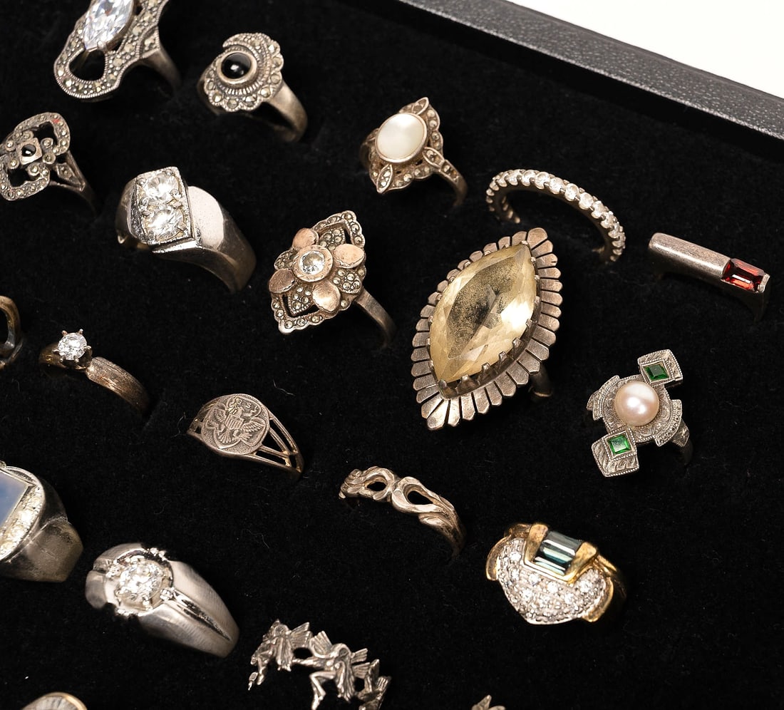 Large Sterling Silver Ring Collection - 7