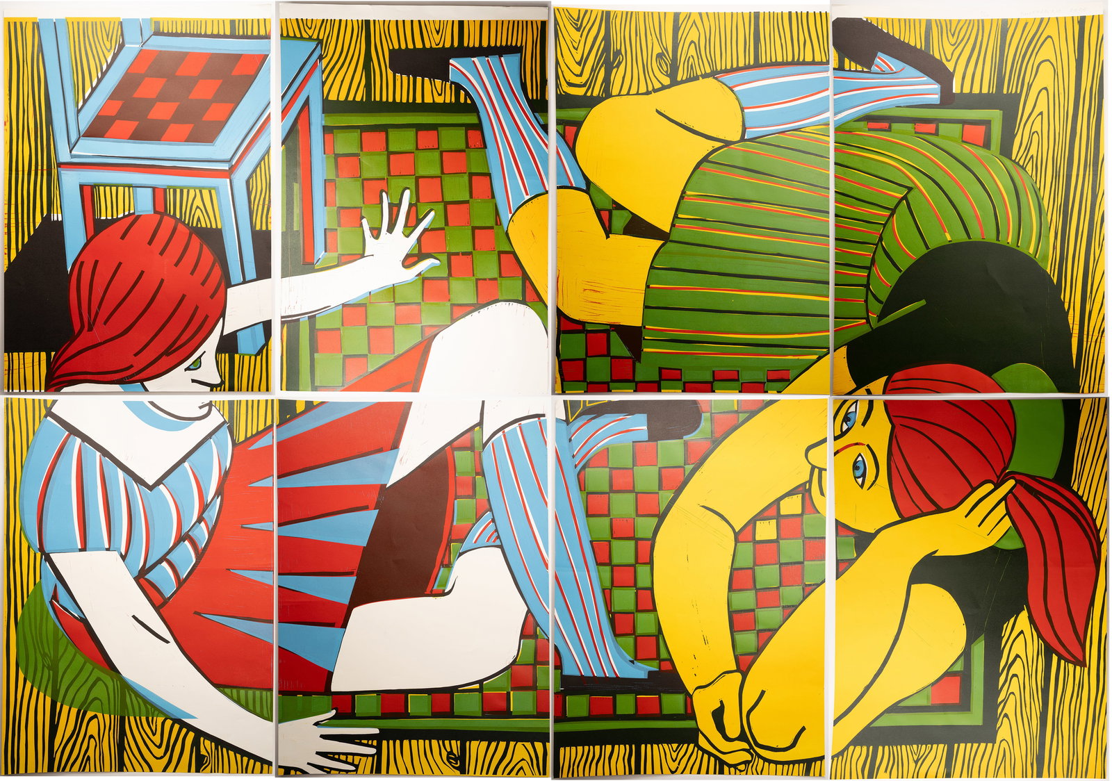 Christopher Ruckhaberle ( German b.1972-) Contemporary 8 Panel Sheet Linocut on Paper Rare Edition (1 of 17)