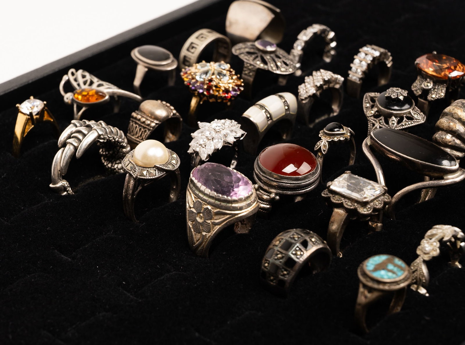 Large Sterling Silver Ring Collection - 5
