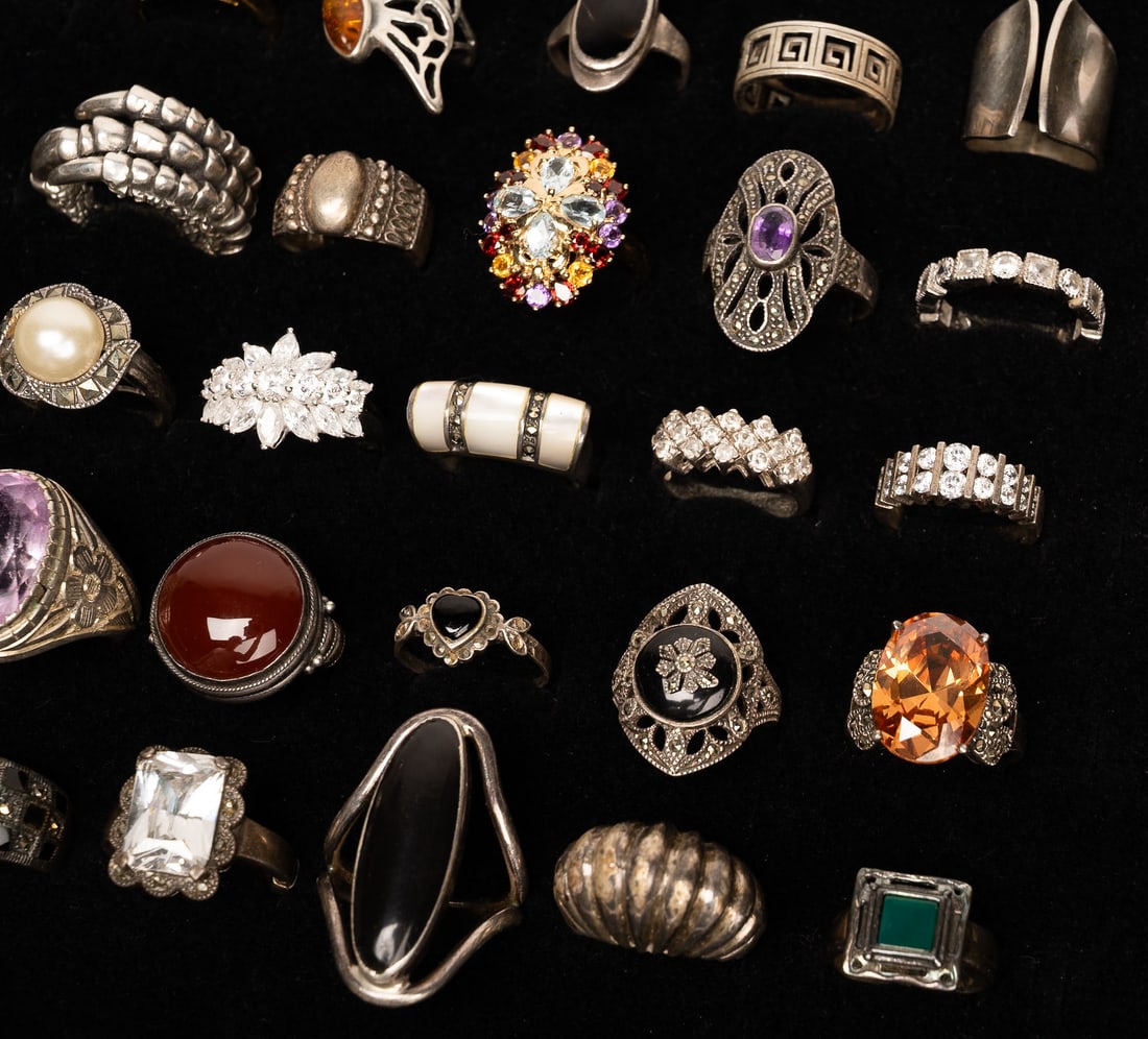 Large Sterling Silver Ring Collection - 7