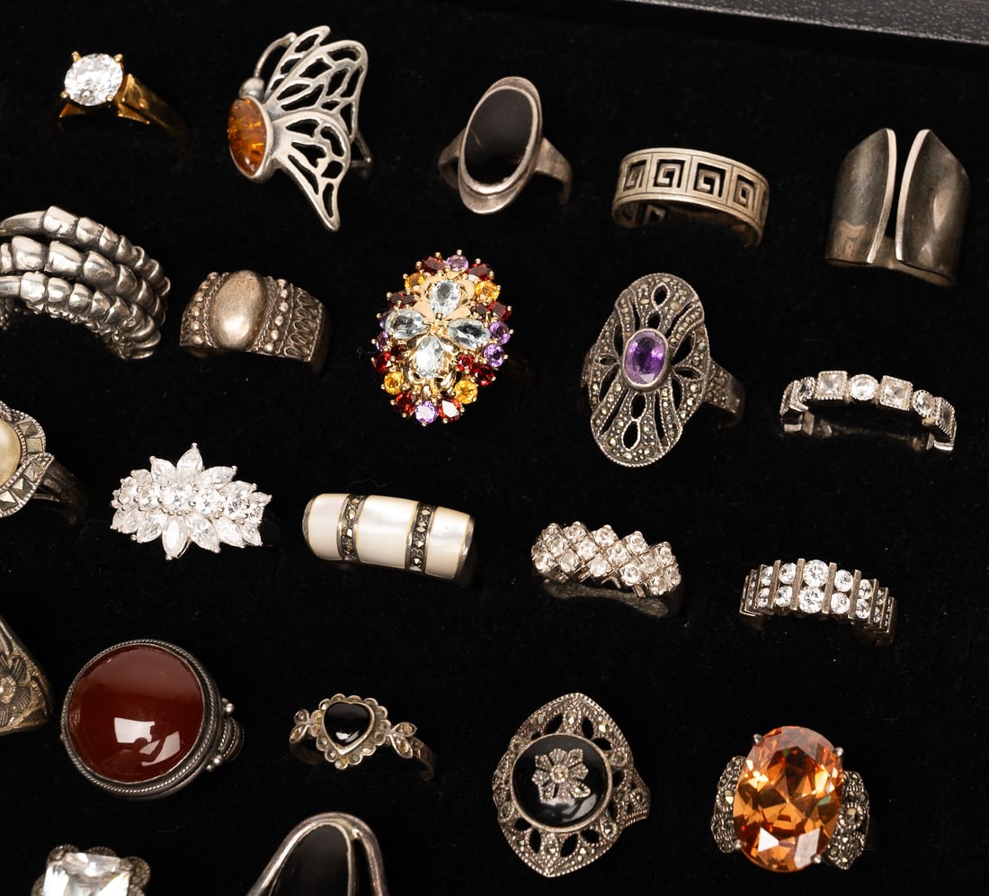 Large Sterling Silver Ring Collection - 8