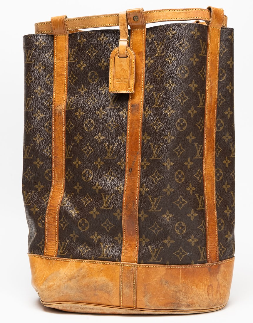 Louis Vuitton Sac Shopping Monogram Canvas Tote Bag: Louis Vuitton LV Sac Shopping Tote Featuring Classic Monogram Coated Canvas with Natural Vachetta Leather Trim Vertical Leather Support Straps and Reinforced Leather Base Interior Textile Lining with