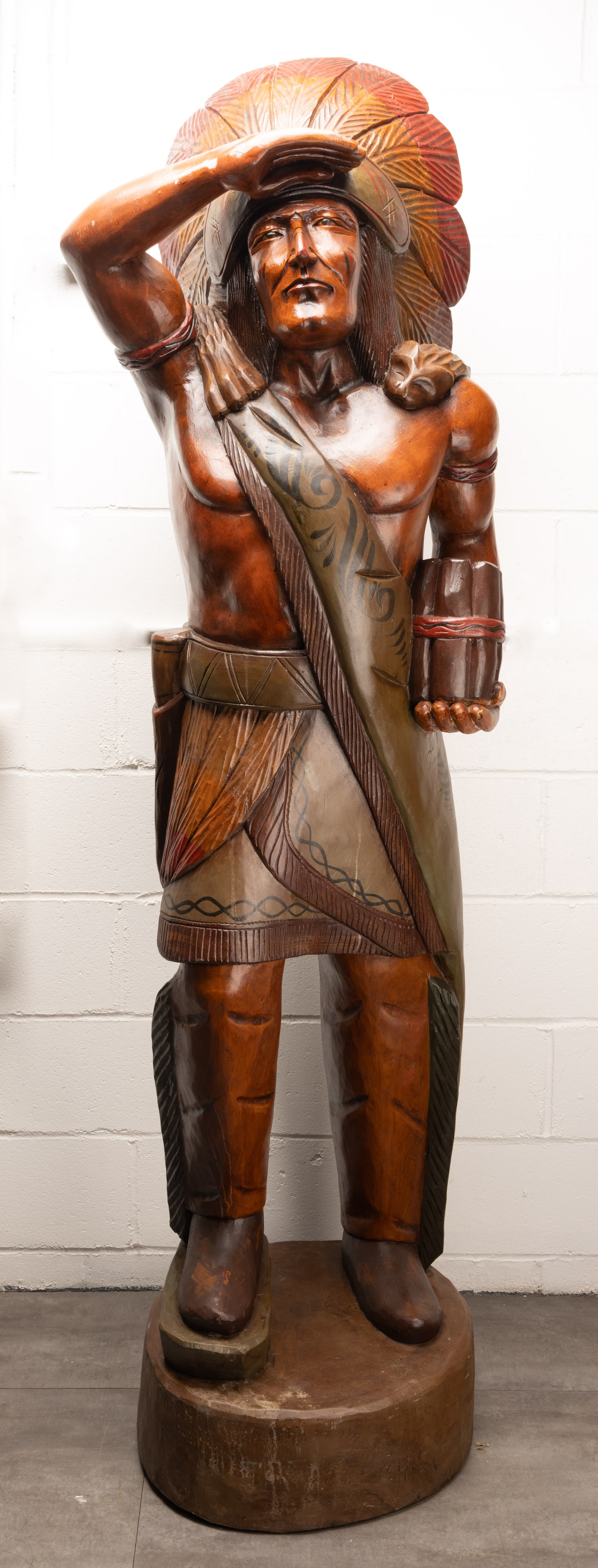 Hand Carved Wood Cigar Store Indian Advertising Trade Sculpture 6 ft (74 inch) Life Size (1 of 11)
