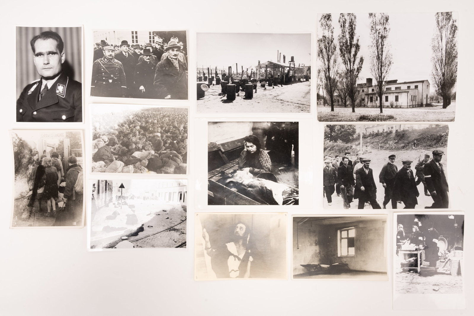 Holocaust Ghetto / Concentration Camp Photo Collection: Holocaust Concentration Camp Photograph Collection Grouping Group Lot Photos Ranging From 3.5" x 2.5" To 10" x 6" Each Photo Has a Description Typed or Handwritten in Various Languages German Hebrew