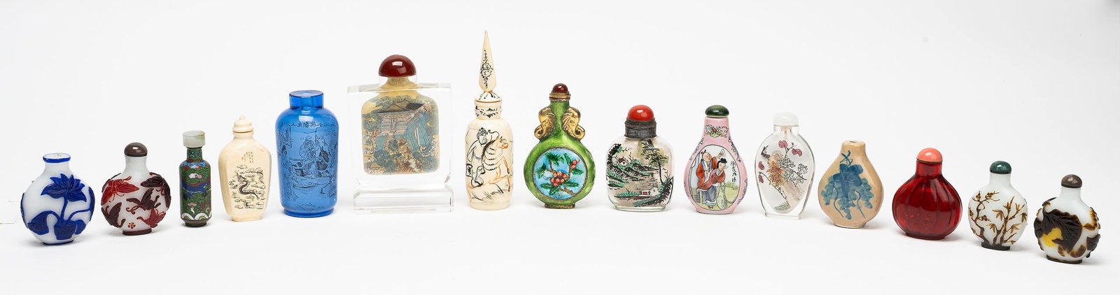 Chinese Snuff Bottle Collection Reverse Painted Glass Ruby Glass Coral etc (1 of 8)