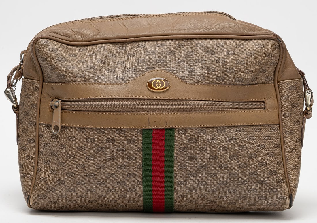 Gucci GG Supreme Monogram Shoulder Bag With Green and Red Web Stripe (1 of 11)