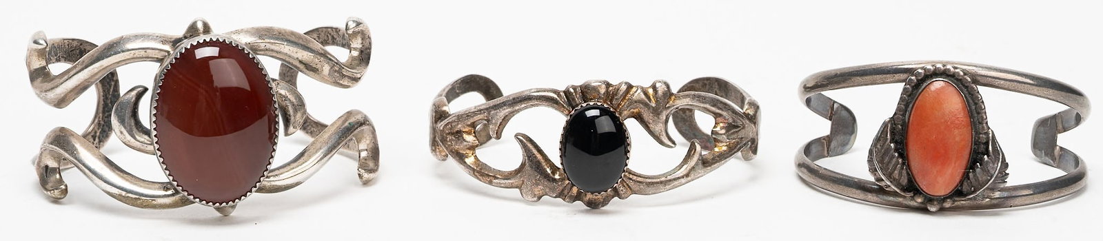 Navajo Native American Sterling Silver Cuff Bracelet Lot Fred Harvey Era Coral Onyx Agate (1 of 10)