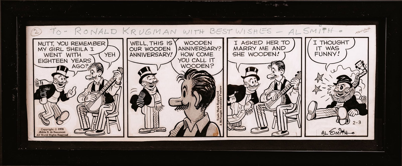 Al Smith Newspaper Comic Strip Art Signed Framed (1 of 4)
