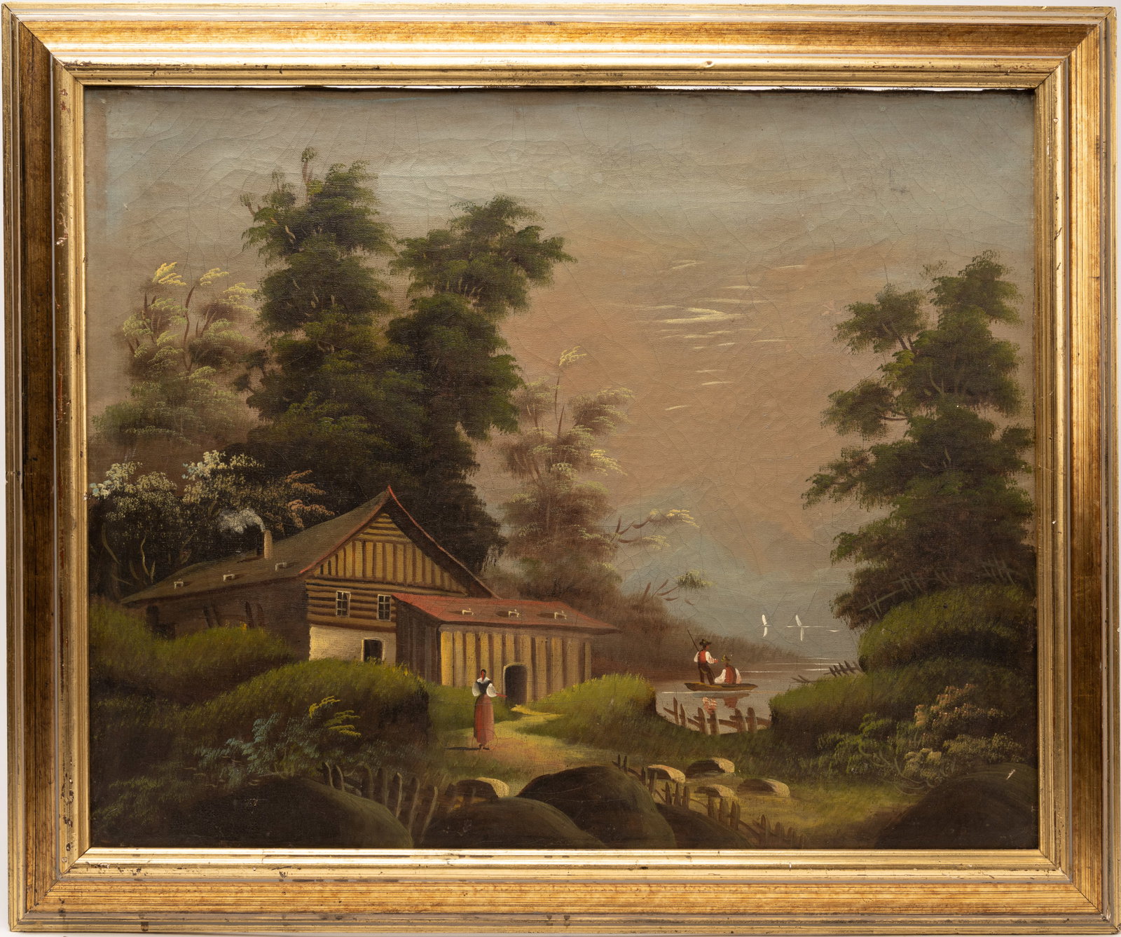 19th C Thomas Chambers ( America 1808 -1866) Hudson River School Landscape Oil on Canvas (1 of 8)