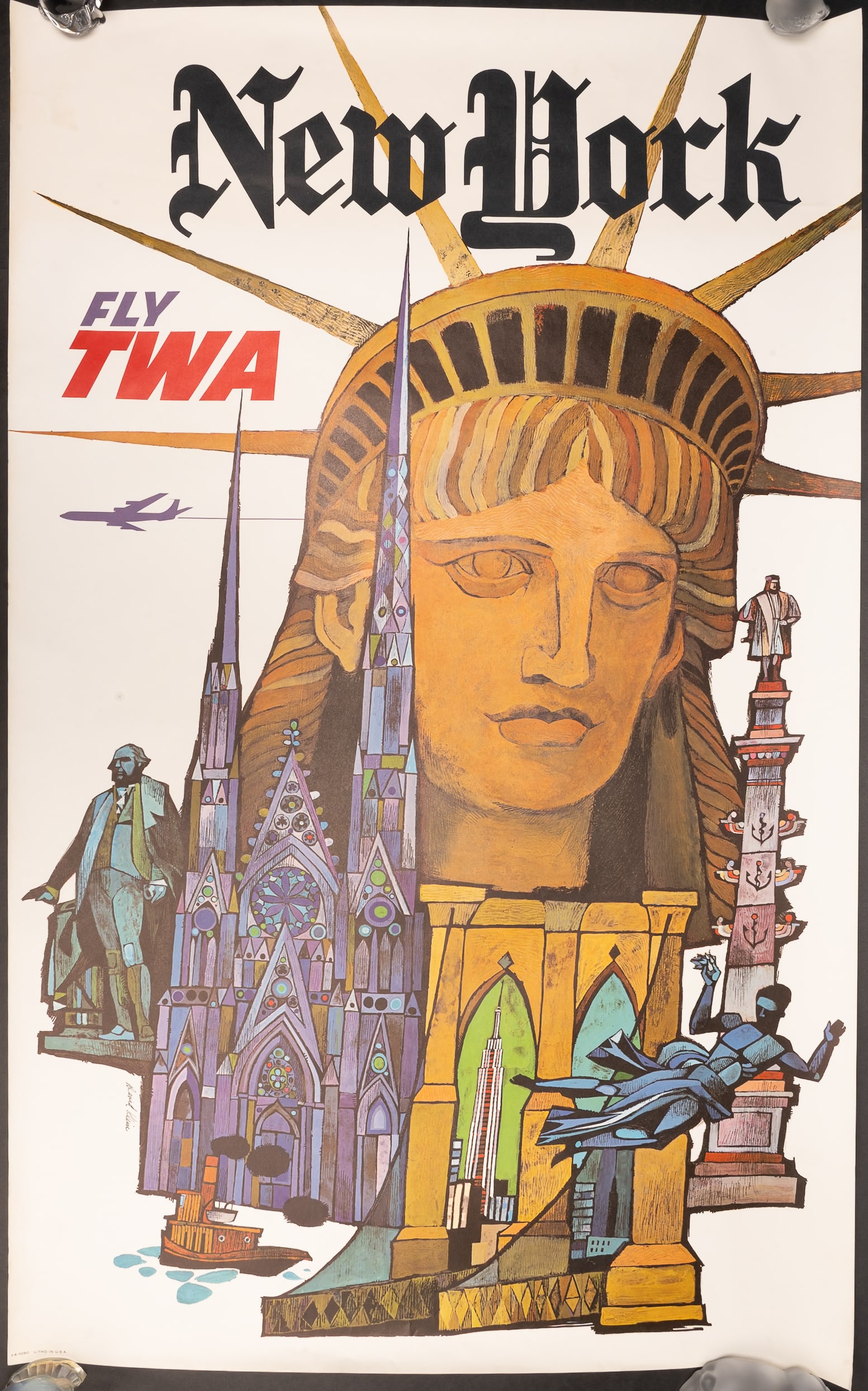 David Klein ( America 1918-2005) Fly TWA New York 1960s Poster (1 of 3)