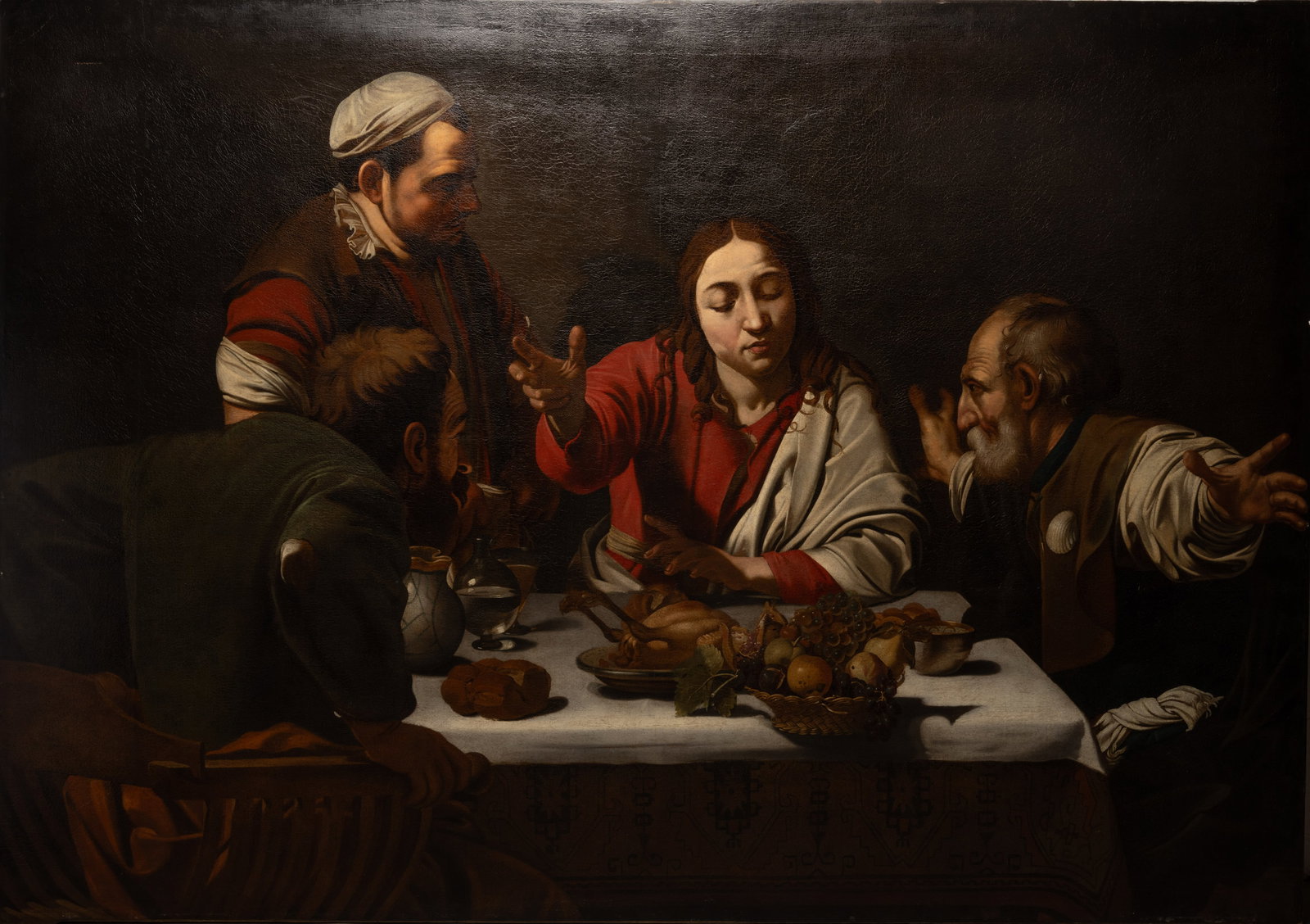 17th C " The Supper at Emmaus" Old Master Oil on Canvas After Caravaggio 6.4Ft x 4.5Ft (1 of 16)