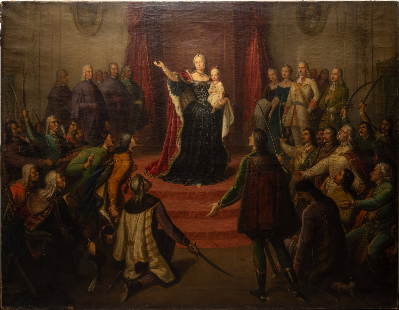 19th C Fidelis Schabet ( German 1813 -1874) " Hungarian Empress Maria Theresa" Oil on Canvas (1 of 15)