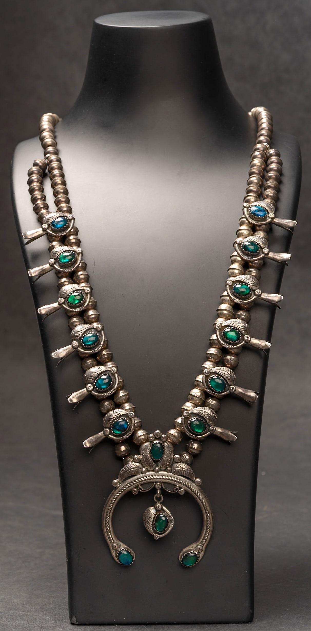 Clarissa Hale Navajo Paua Shell Squash Blossom Sterling Silver Necklace (1 of 8)