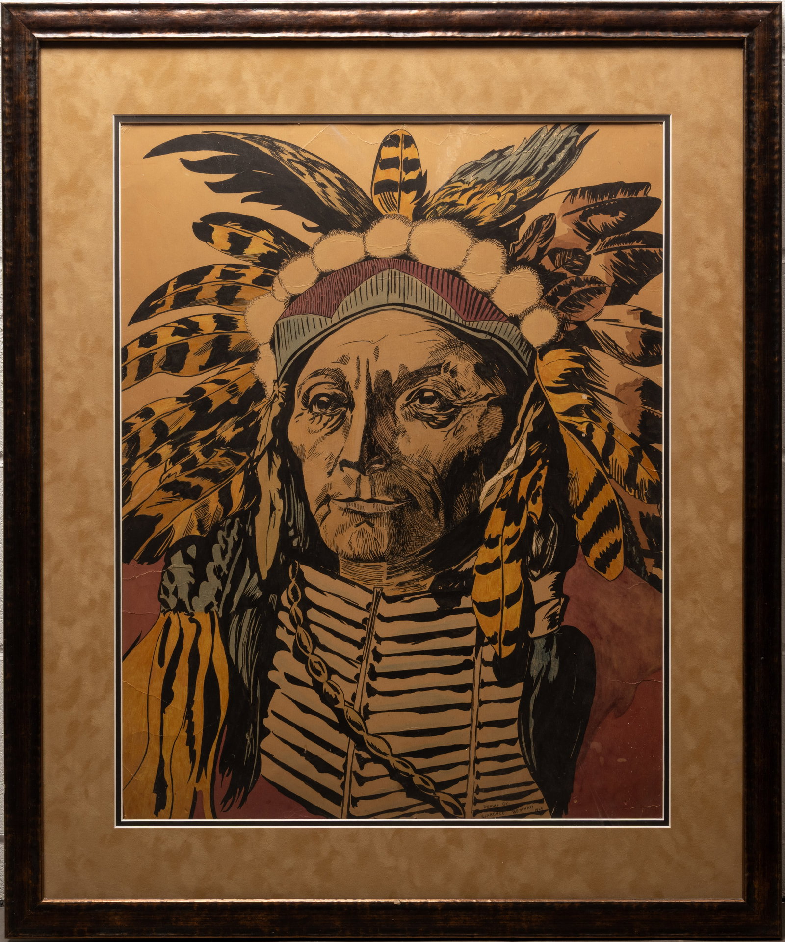 Clarence Beninati Native American Chief Drawing 1949 Based on Lone Langer Comic Book #9 (1 of 7)