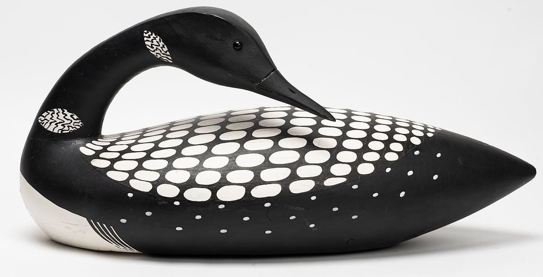 Byron Bruffee ( America MA 1942-2013) Loon Drake Hand Carved Wood Decoy (1 of 7)