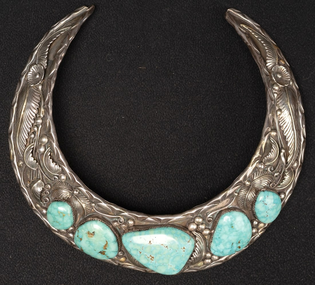 Kaysu Navajo Native American Turquoise Sterling Silver Collar Necklace (1 of 10)