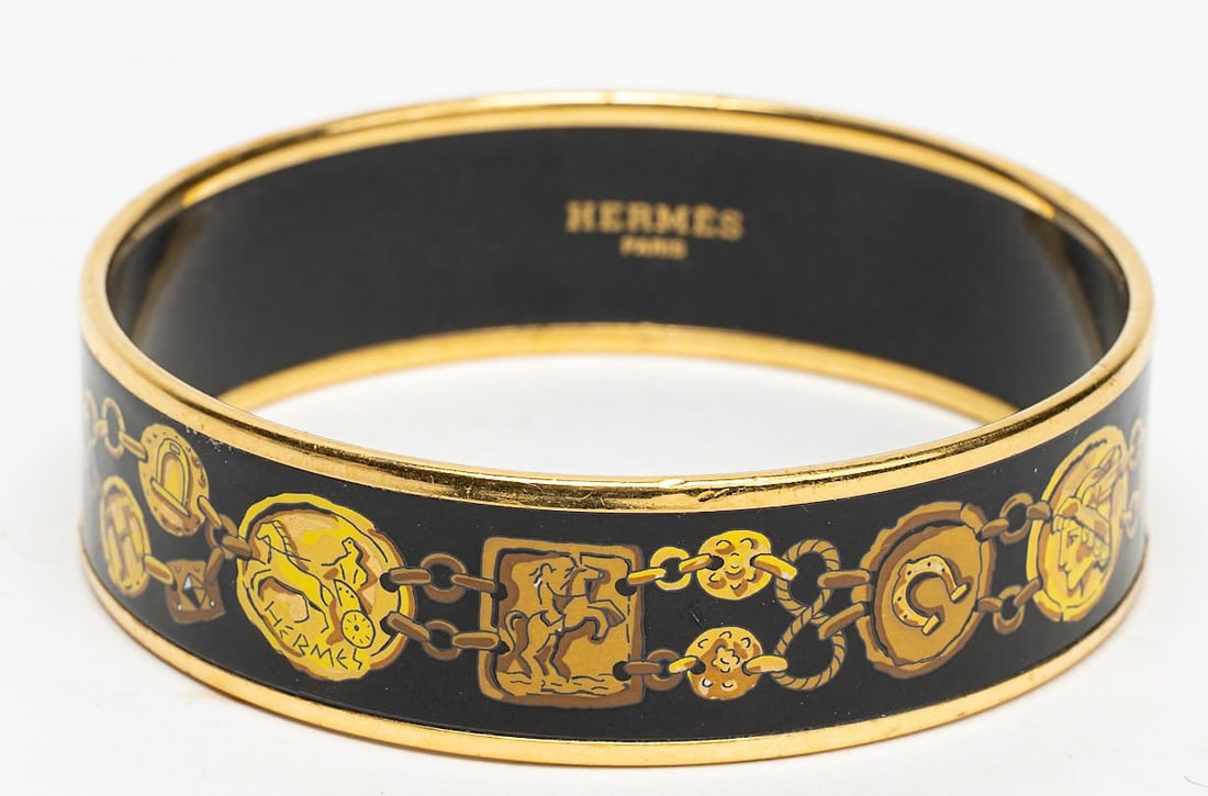 Hermes Paris Enameled Equestrian Bangle Bracelet (1 of 9)