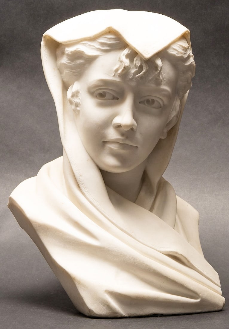 Rafaello Battelli ( Italian 1856-1928) Marble Female Bust (1 of 17)