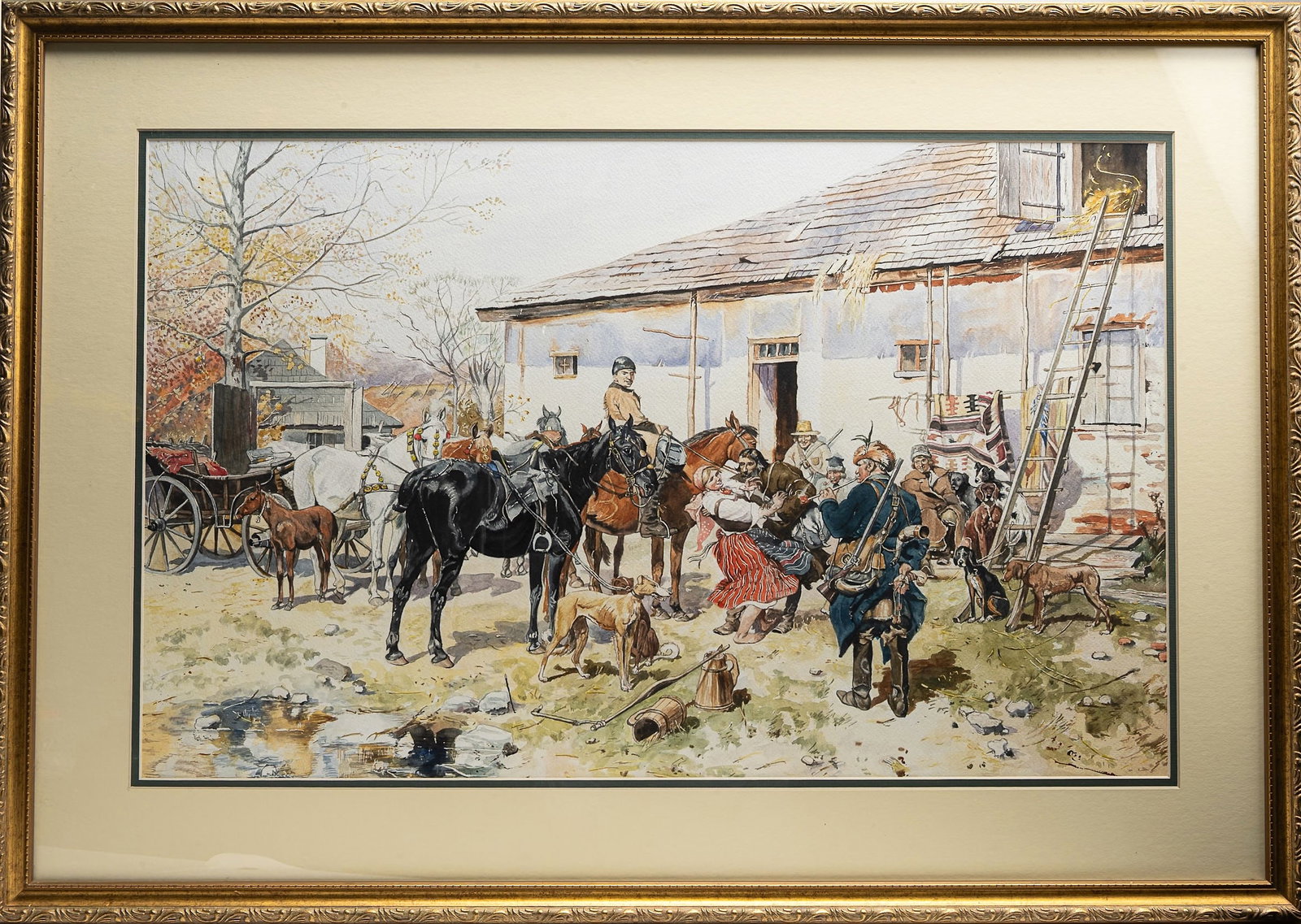 After Josef von Brandt ( Poland 1841-1915) Hunting Watercolor (1 of 7)