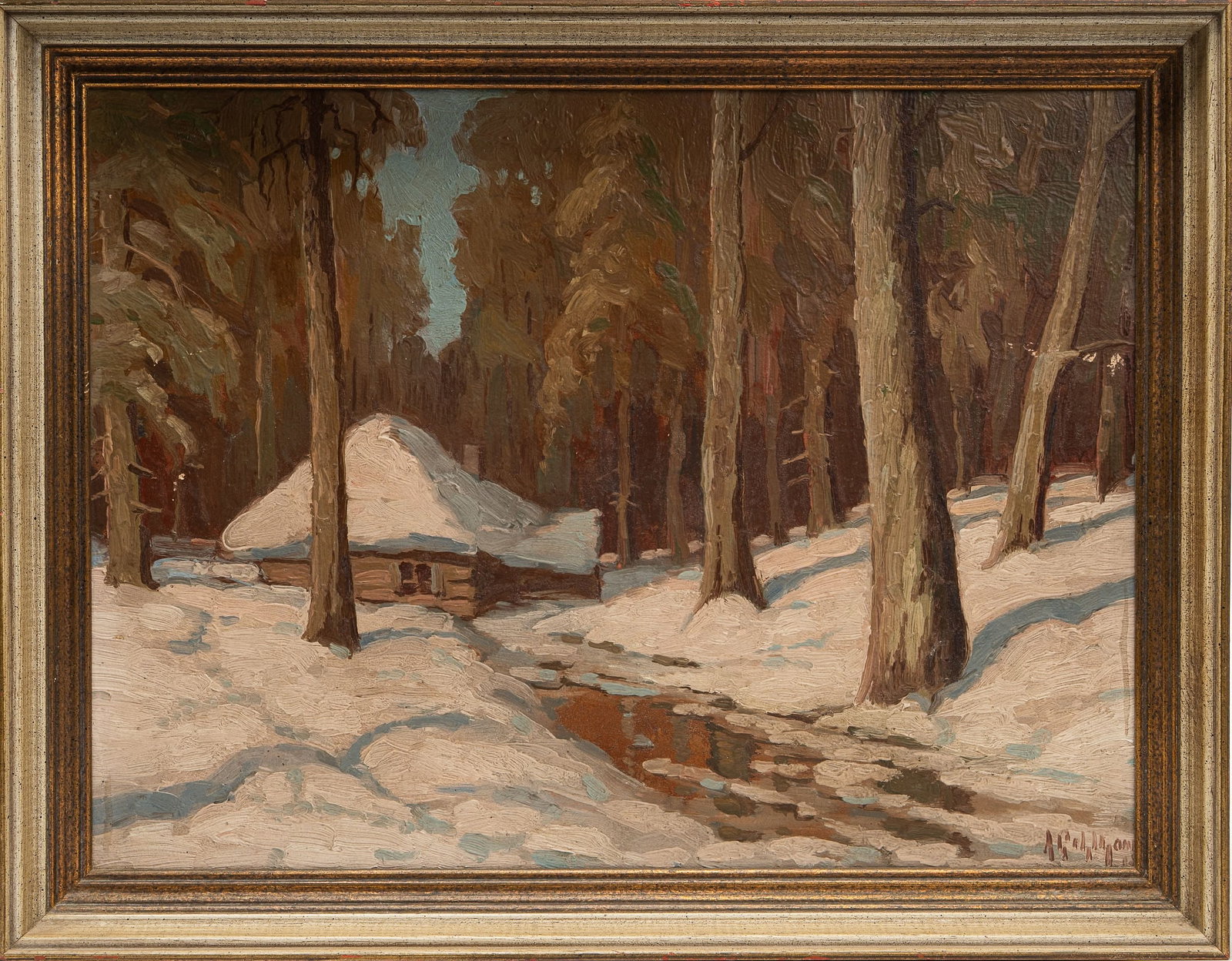 Early 20th C. Impressionist Impasto Winter Landscape Oil Signed Illegible (1 of 7)