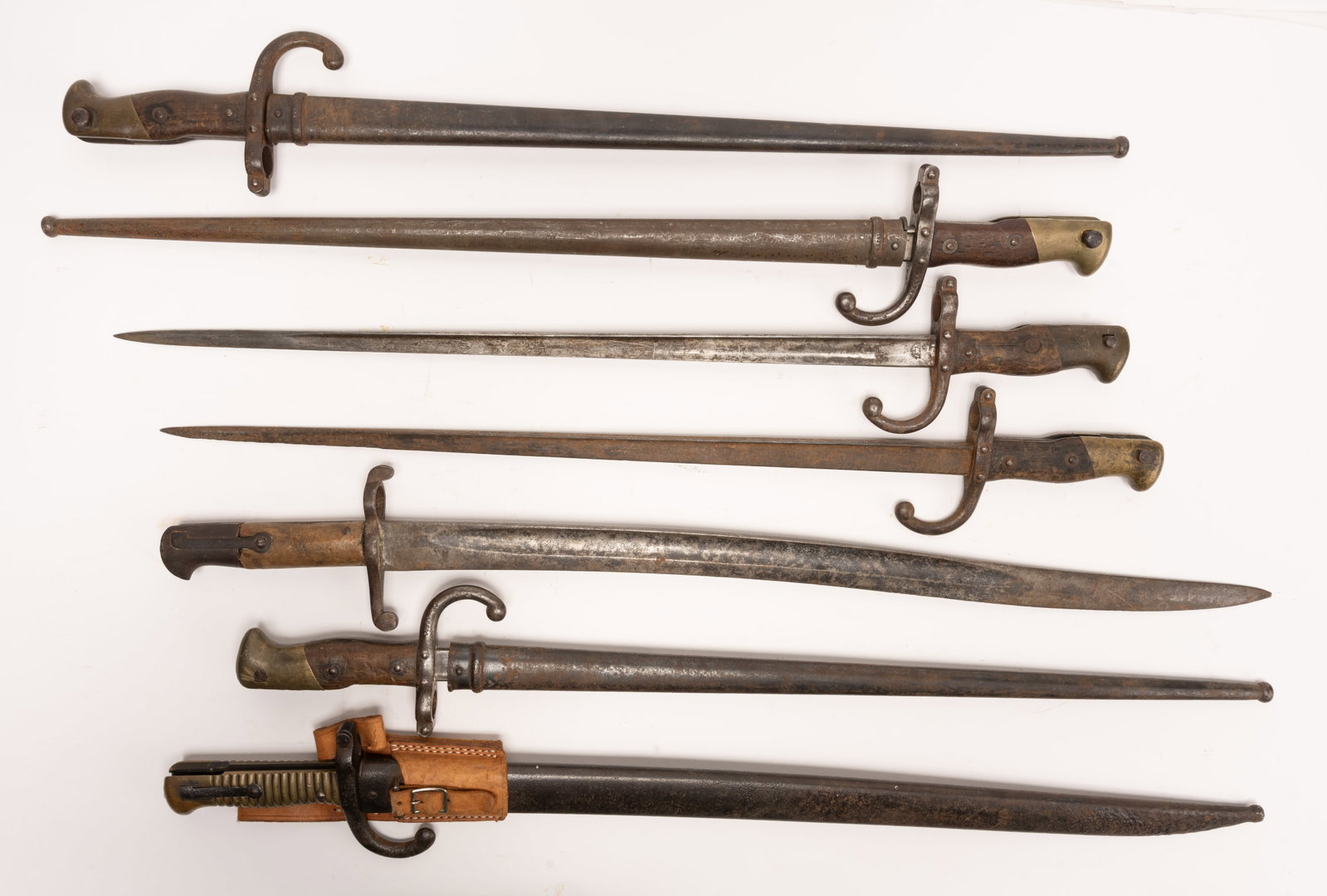 European Bayonet Collection French German Belgian Mixed Makers Marks etc w/Scabbards (1 of 14)