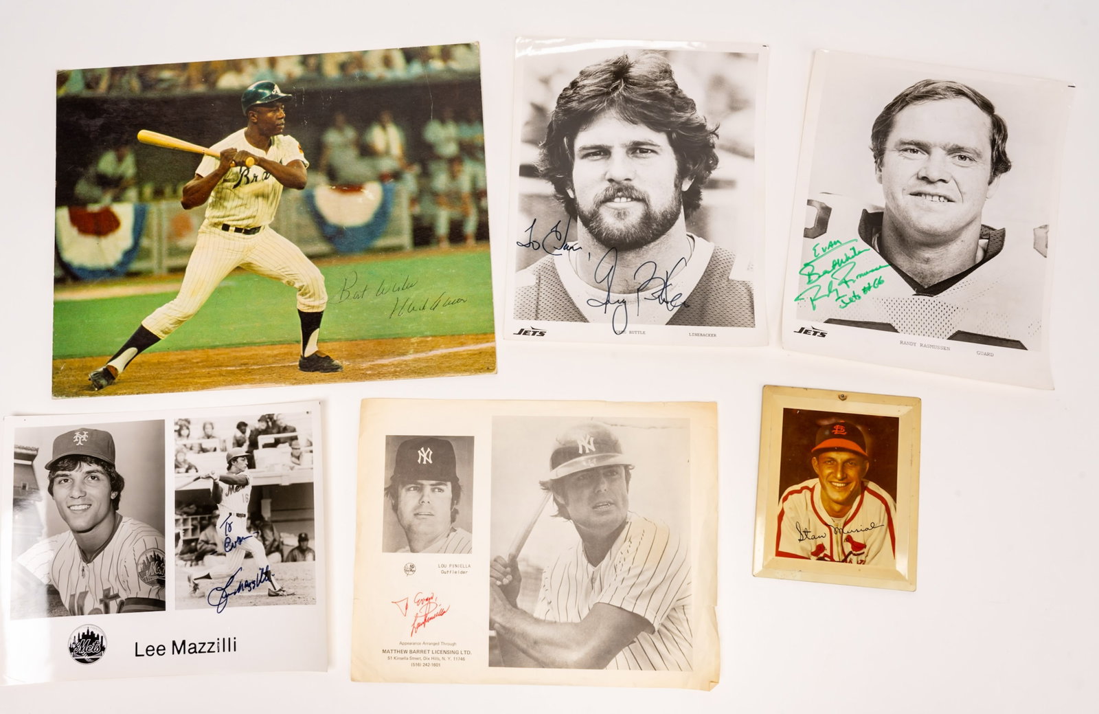 Signed Hank Aaron Mounted Photo Stan Musial Plaque Mazzilli Piniella Lot (1 of 7)