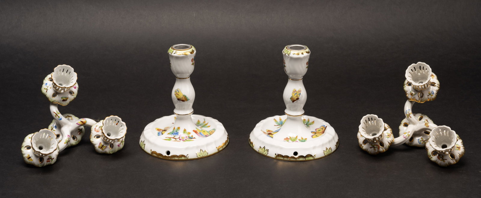 Herend Queen Victoria Ceramic Candelabra Pair - 2