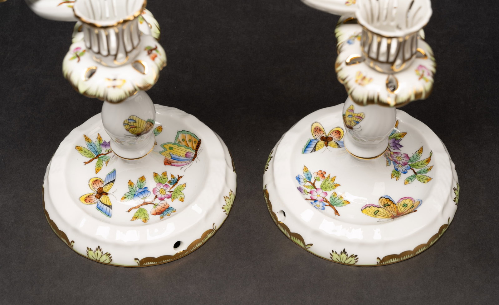 Herend Queen Victoria Ceramic Candelabra Pair - 7