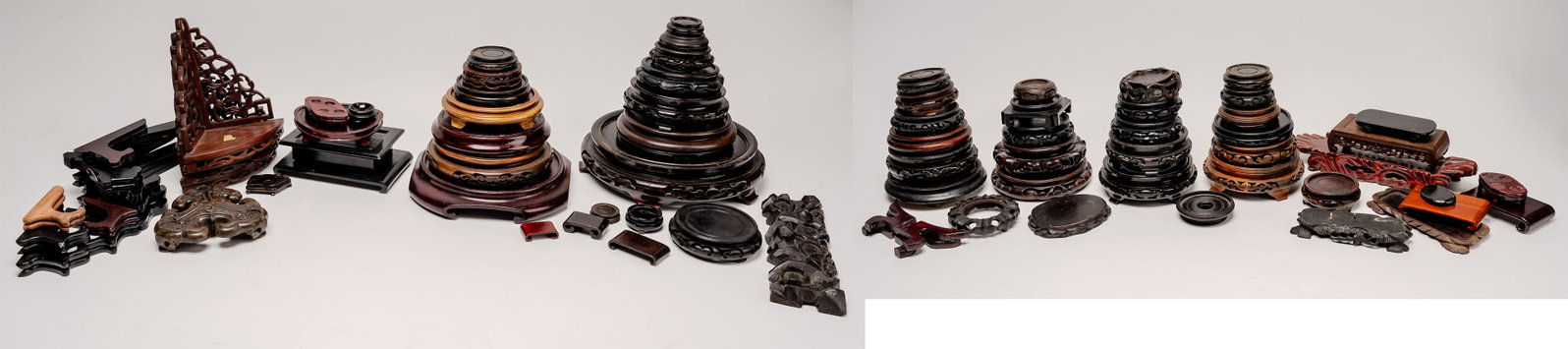 Lg Chinese Carved Wood Stand Collection Grouping Over 80 pcs (1 of 16)