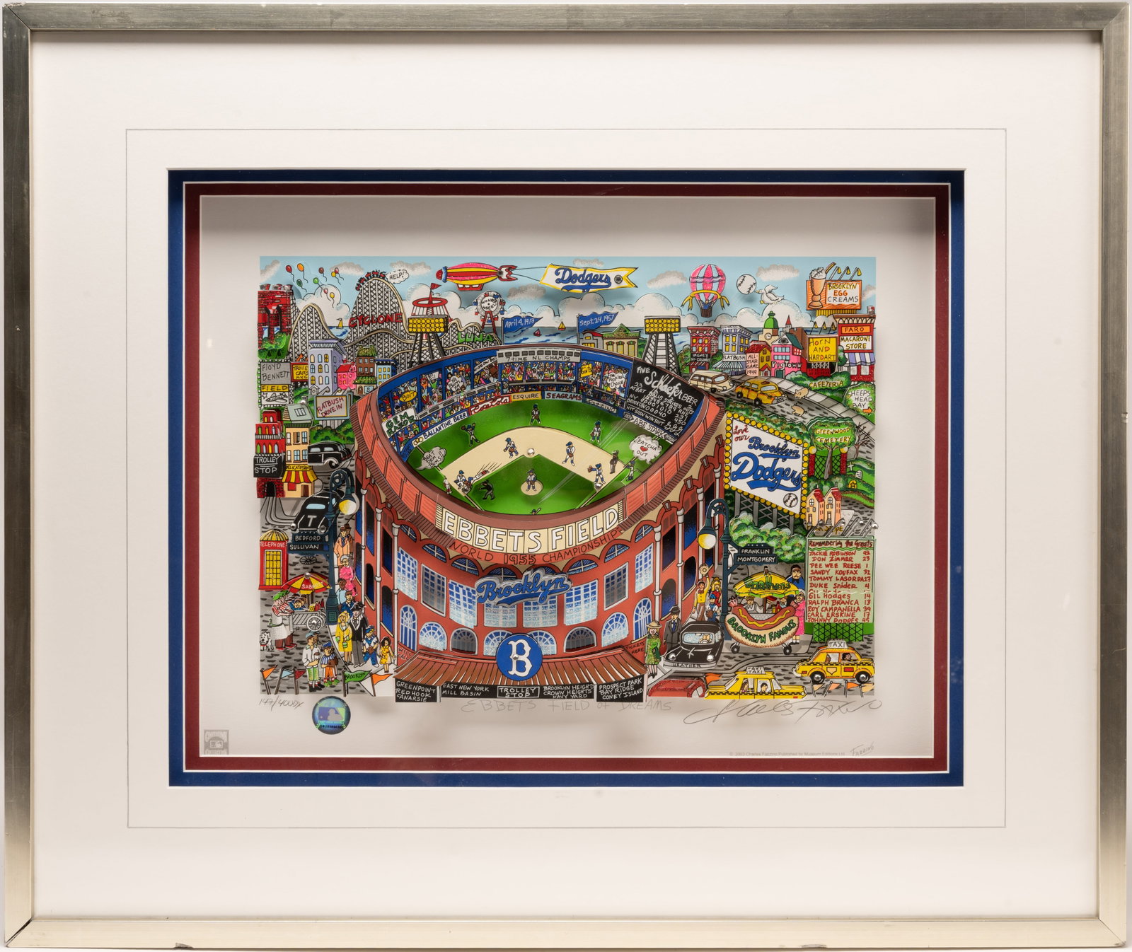 Charles Fazzino ( America b.1955-) " Ebbets Field of Dreams" 3D Pop Art Seigraph DX Edition (1 of 7)