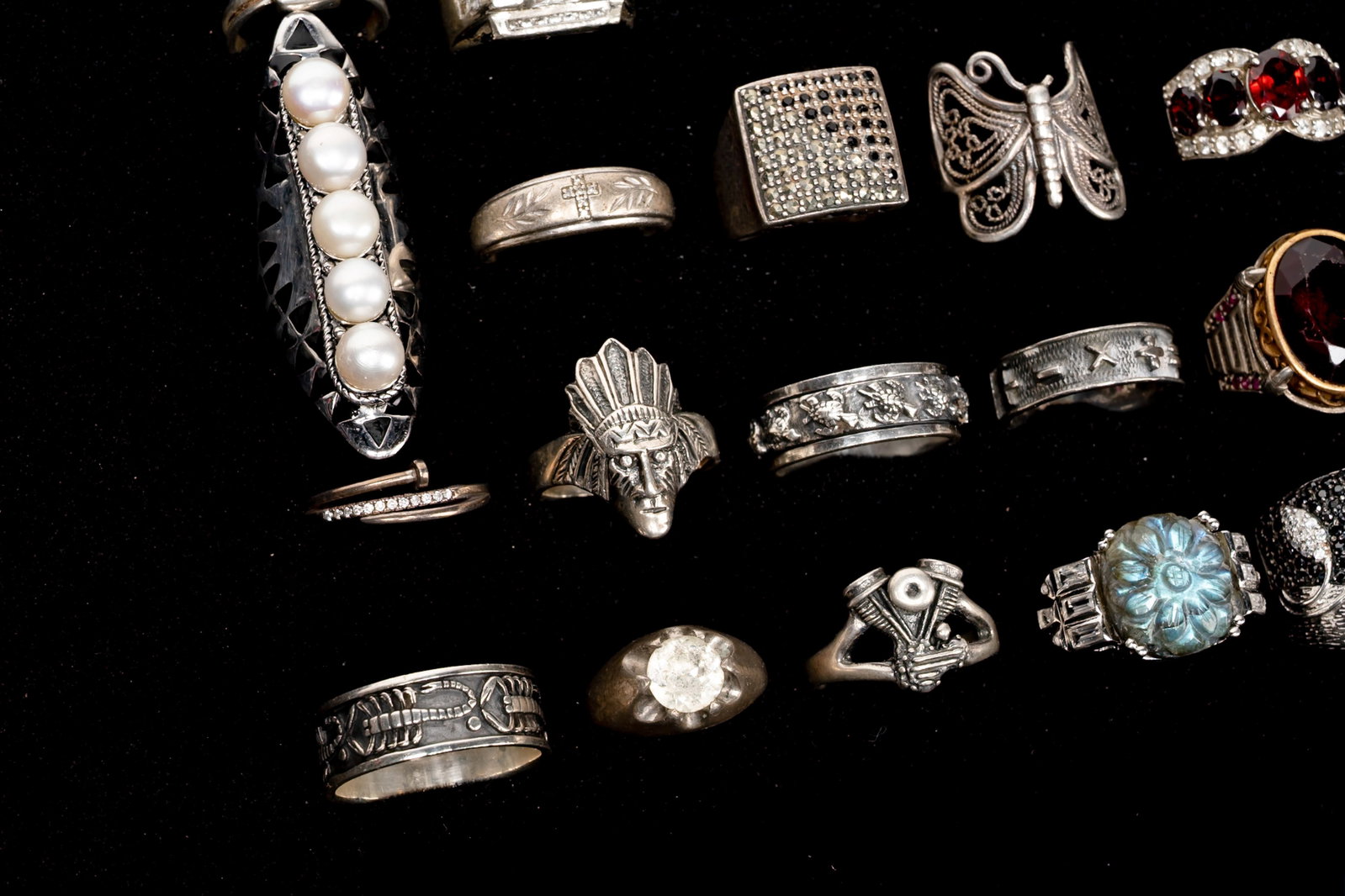 Large Sterling Silver Ring Collection - 2