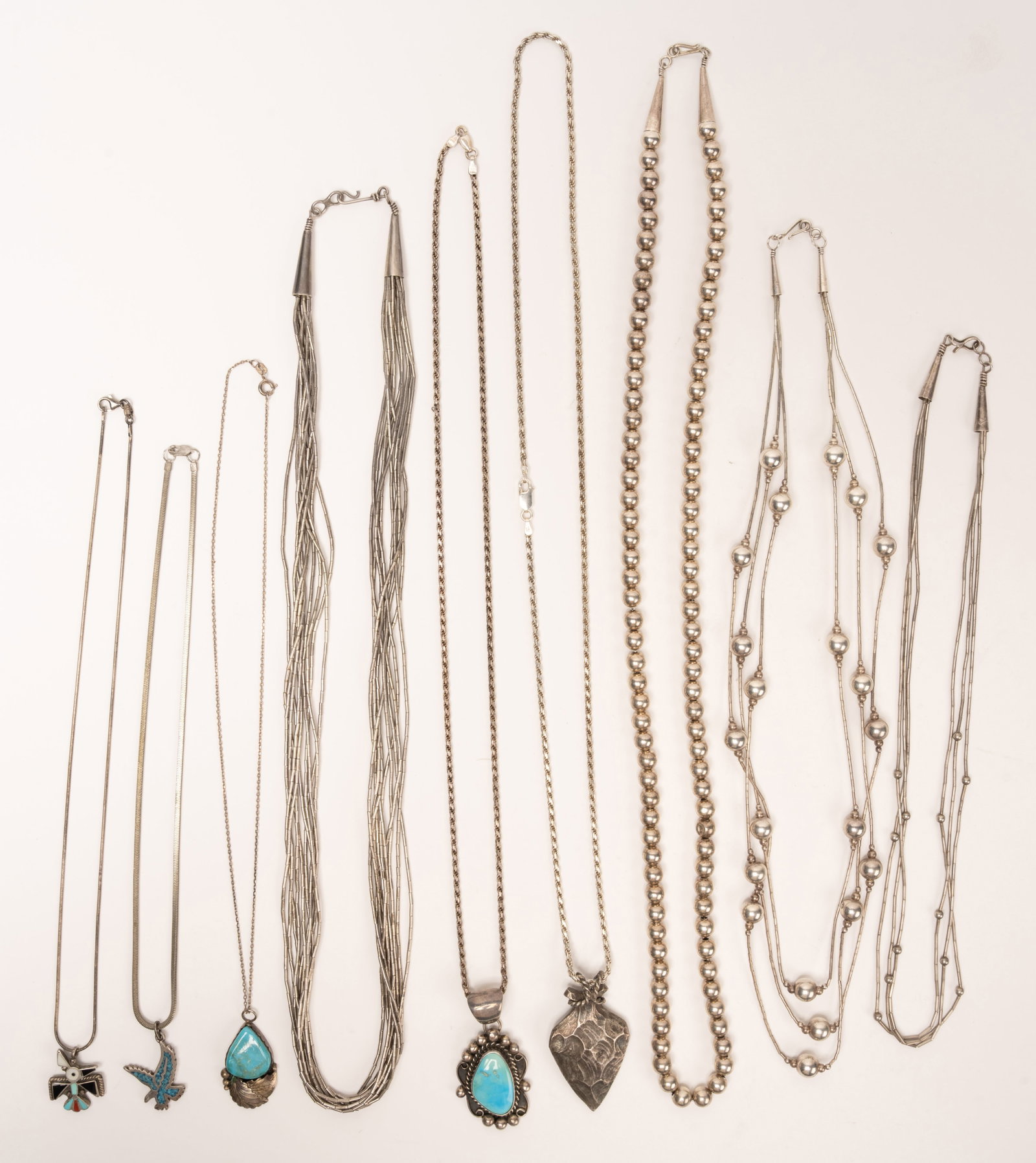 Navajo & Zuni Native American Sterling Silver Necklace Collection (1 of 7)