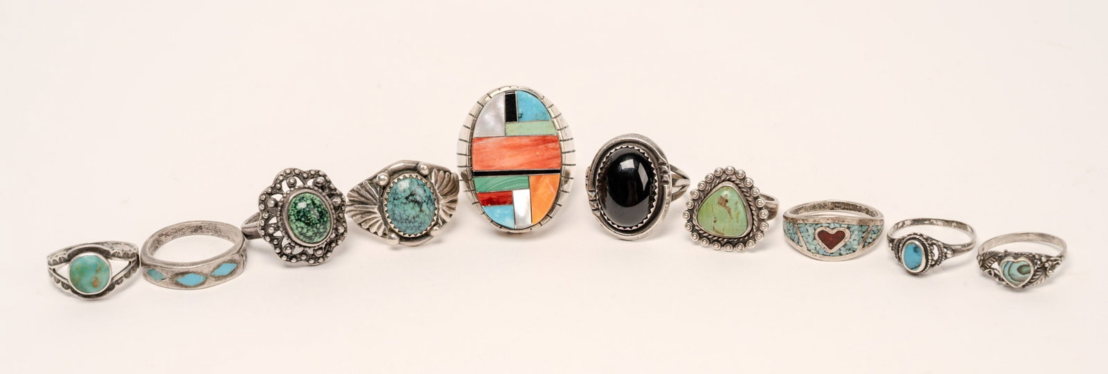 Native American Sterling Silver Ring Collection Richard Begay Ray Jack Etc Navajo Zuni: Navajo Tribe Native American Indian Sterling Silver Ring Collection Grouping Group Lot Zuni Southwestern with Signed Pieces by Silversmiths Such as: Richard Begay Ray Jack Bell Trading Post and more