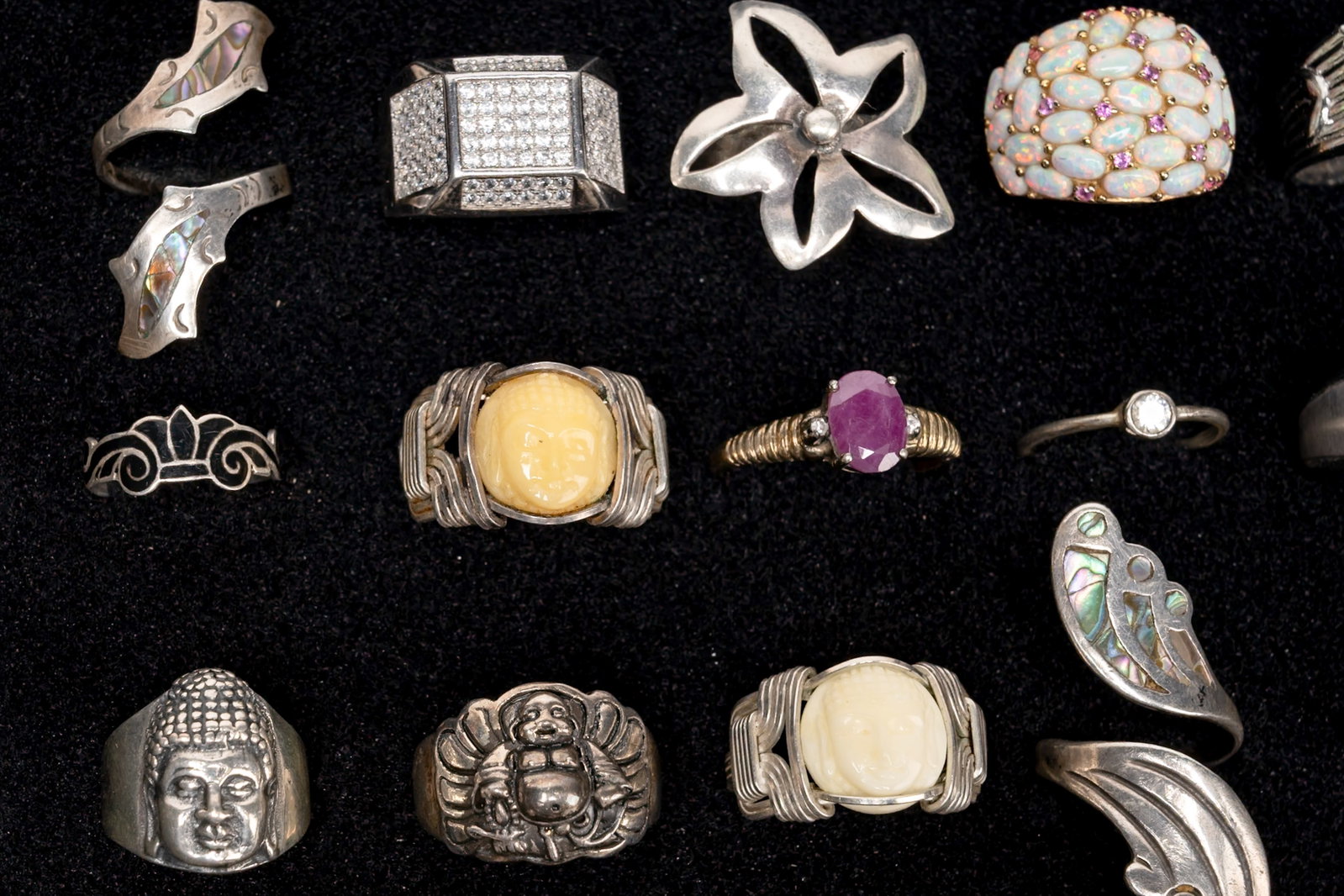 Large Sterling Silver Ring Collection - 3
