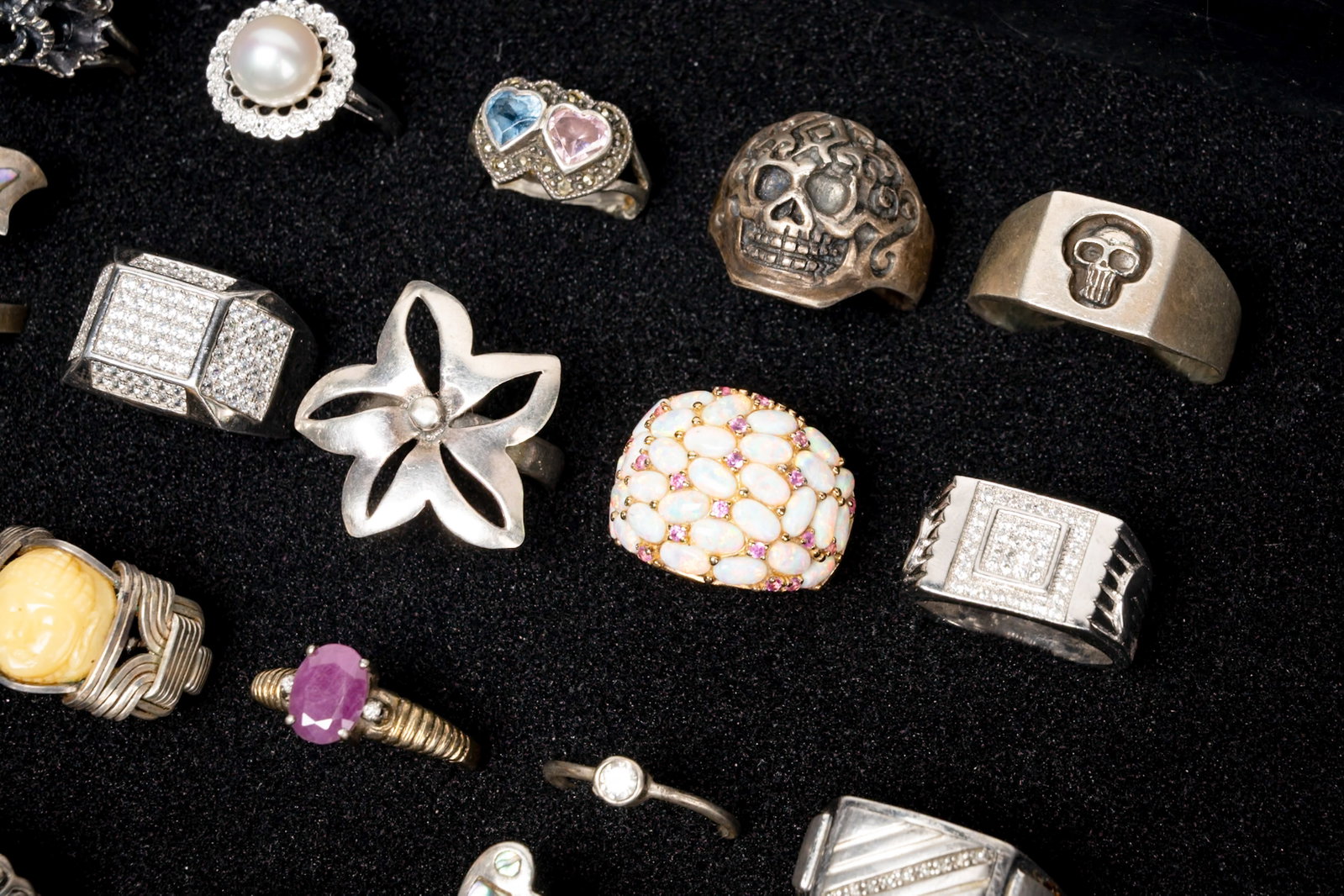 Large Sterling Silver Ring Collection - 7