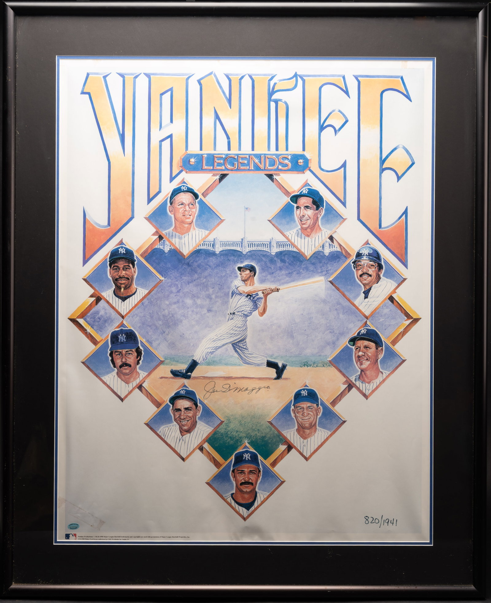 Joe DiMaggio Signed Yankees Legends Print Roy Halladay Bat Baseball Lot (1 of 18)