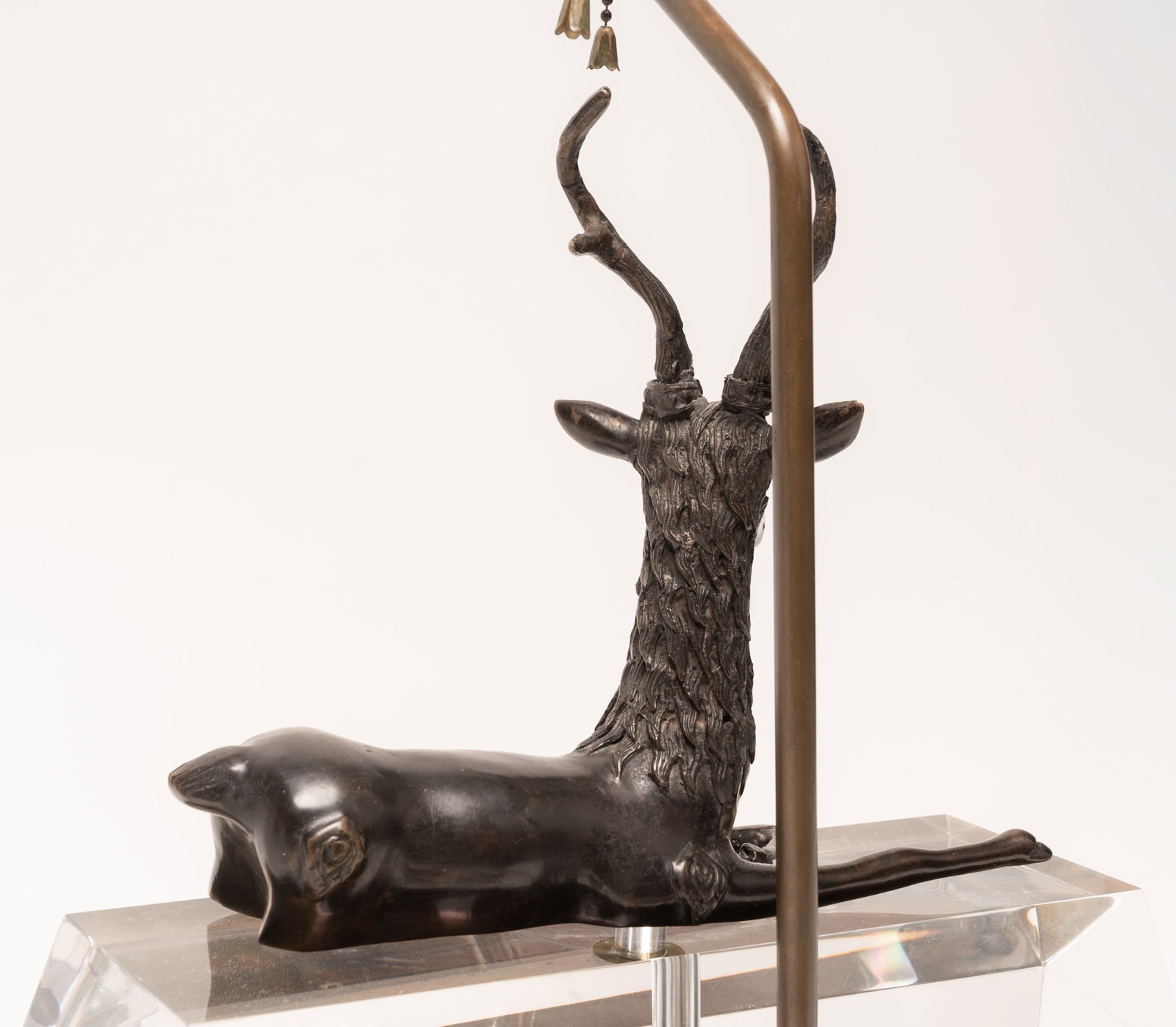Modern Reclining Stag Figural Table Lamp with Solid Lucite Base - 6