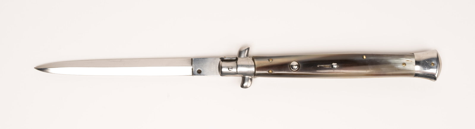 Italian 13" Automatic Horn Handled Stiletto Switchblade Knife (1 of 9)