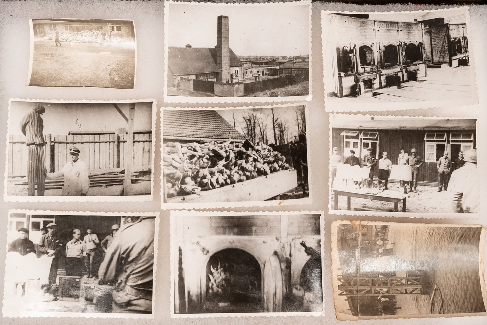 WWII Concentration Camp Framed Photographic Collage w/ Nine Individual Photos (1 of 6)