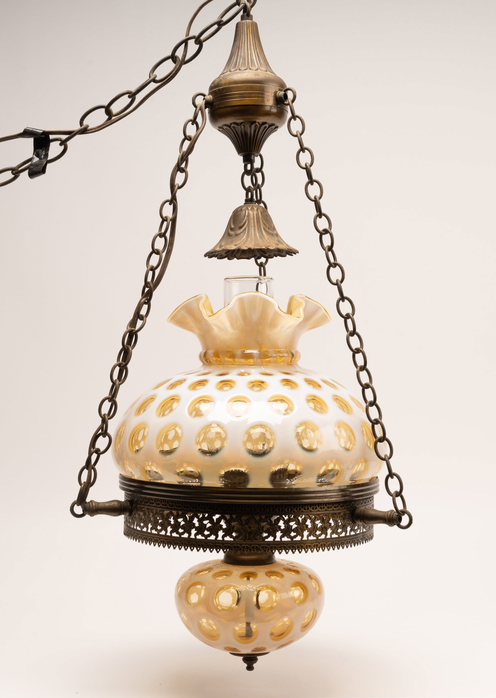 Victorian Revival Coin Dot Opalascent Library Lamp (1 of 15)