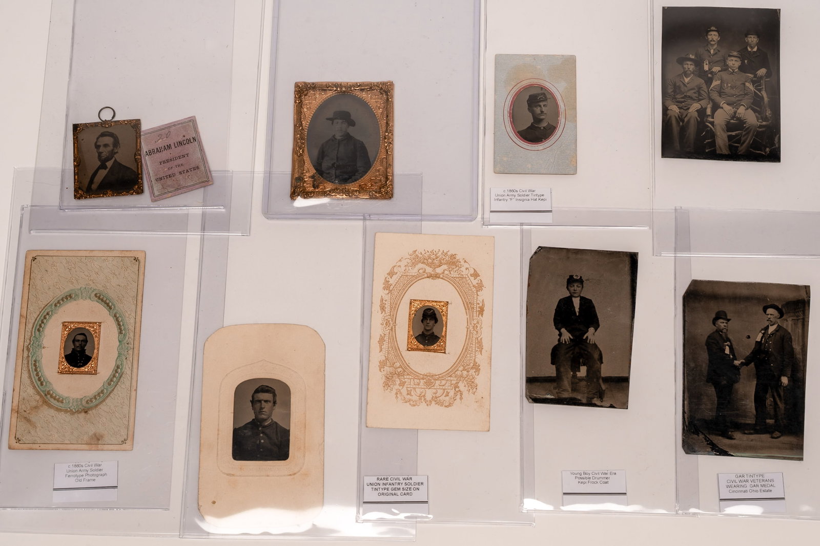Civil War Union Soldiers GAR Veterans & Abraham Lincoln Tintype Collection (1 of 8)