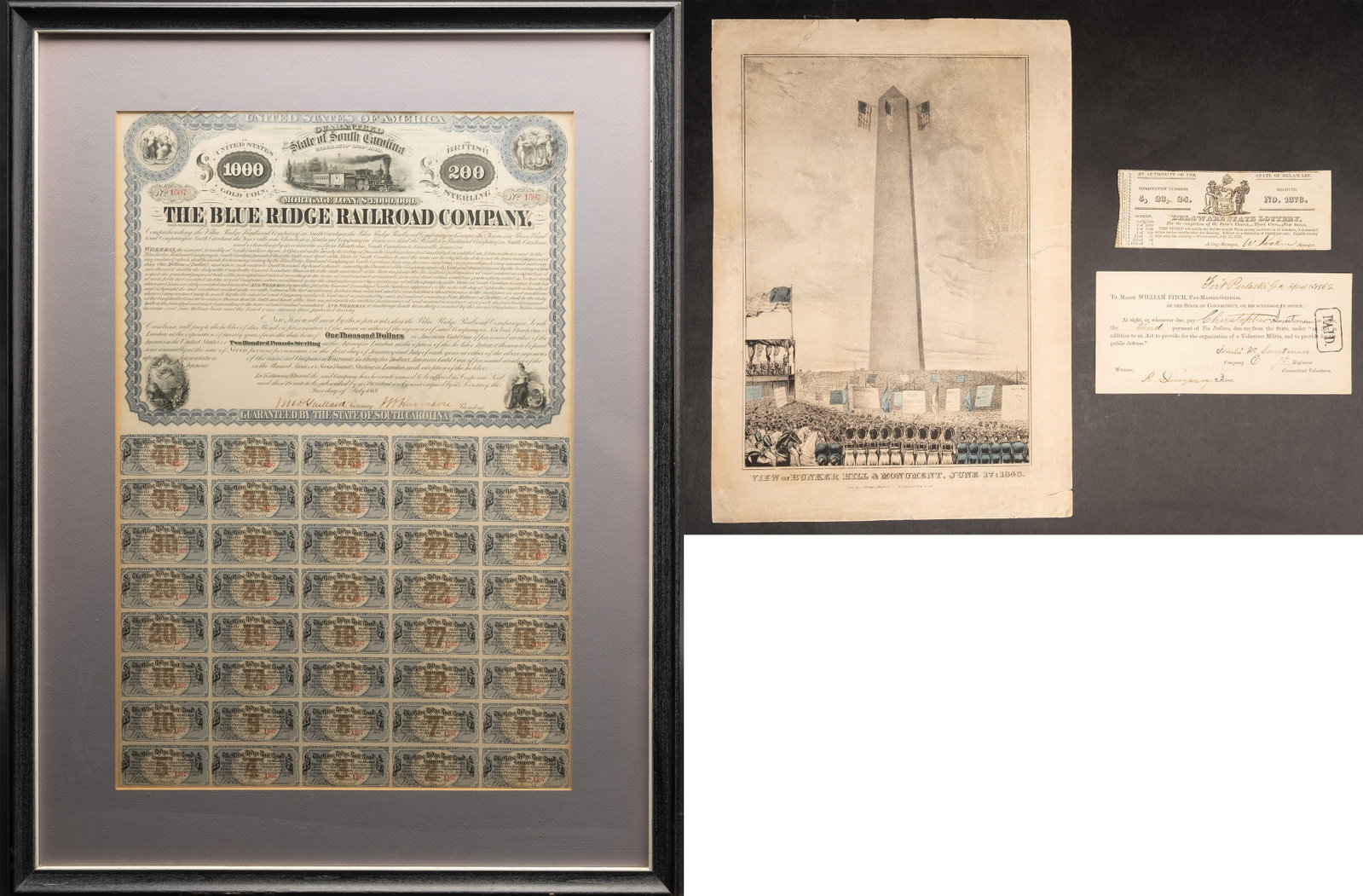 19th C American Historical Document Collection Featuring Civil War Finance Henry Clews Railroad Bond (1 of 8)