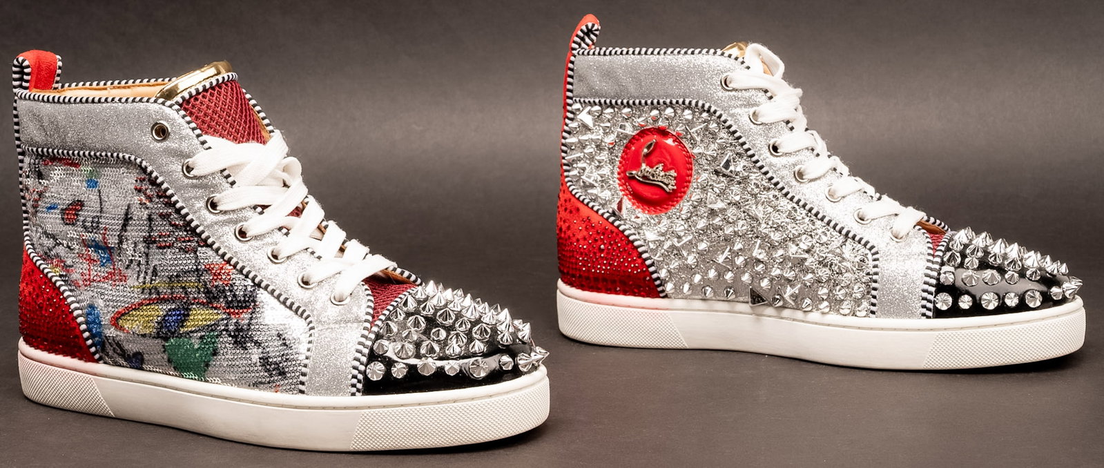 Christian Louboutin ( France Paris b.1963-) " No Limit F18" High Top Spiked Designer Sneakers (1 of 13)