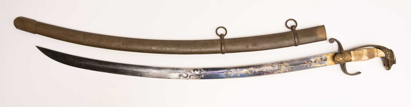 Federal Period Officer Saber 1812 War Fire Blued & Gilt Blade Eagle Head Pommel w/Scabbard (1 of 12)