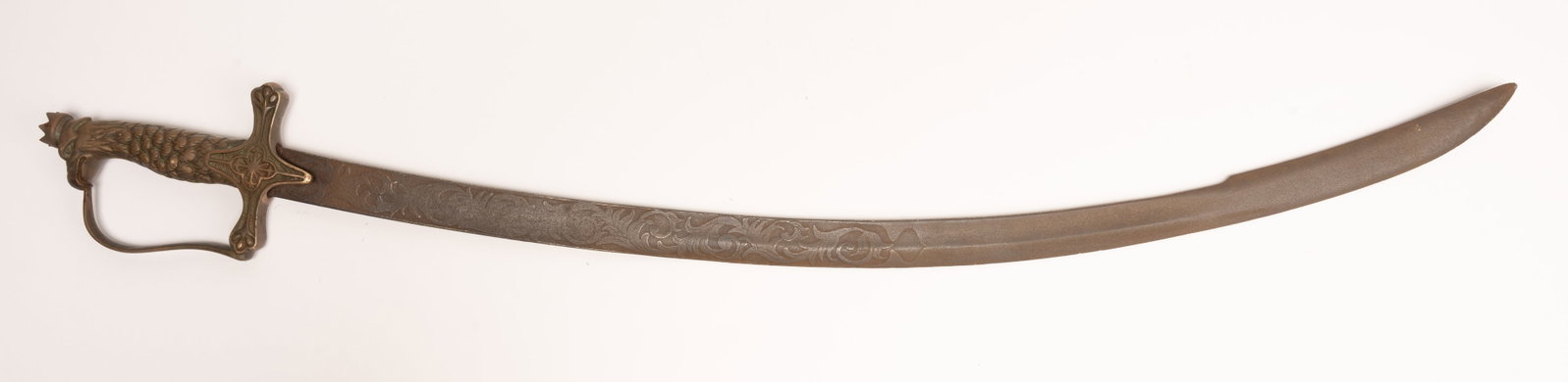 Polish Eagle Head Officer Saber: Polish Eagle Head Officers Sword Ornate Cast Brass Pommel Finely Sculpted as a Crowned Polish Heraldic Eagle with a Grip Enriched by Feather-Scaling Relief the Integrated Single Knuckle Bow Curves fro