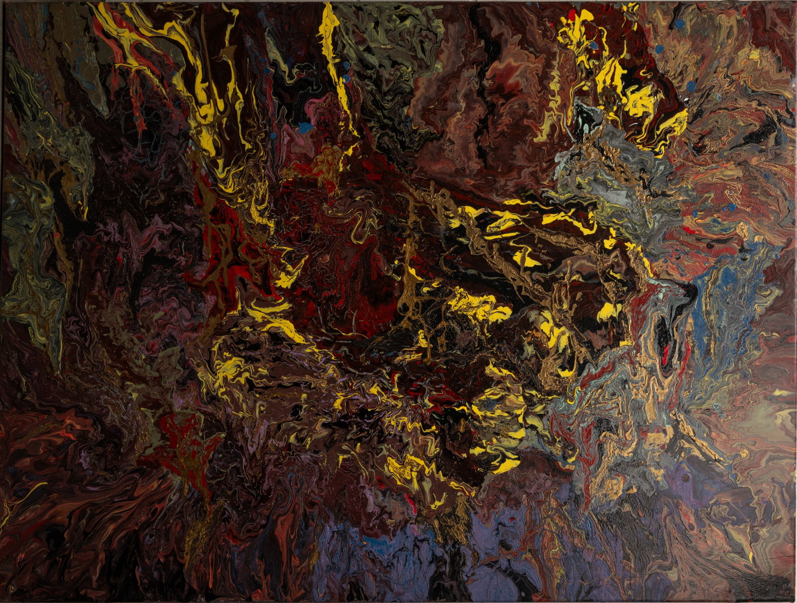 " Meteor: Celestial Singularity " Abstract Acrylic on Canvas Signed Illegibly: " Meteor: Celestial Singularity " Abstract Acrylic on Canvas Signed Illegibly ? Utilizing a Multi Stage Fluid Dynamic Technique and Heat Impasto Like Texture the Artist Captures the Precise Moment of 