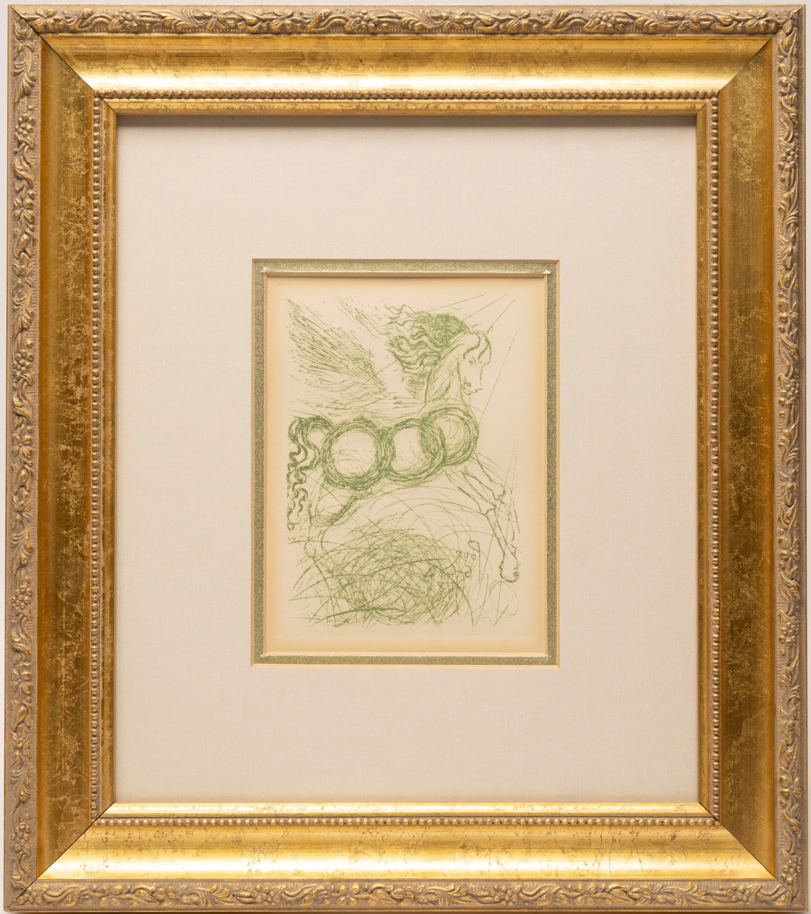 Salvador Dali ( Spanish 1904 -1989) " Pegasus" Drypoint Etching: Salvador Dali ( Spanish 1904 -1989) " Pegasus" Drypoint Etching on Paper Executed Originally in 1968 Plate Signed by the Artist in the Matrix Lower Right Artwork Synthesizes Classical Mythology with