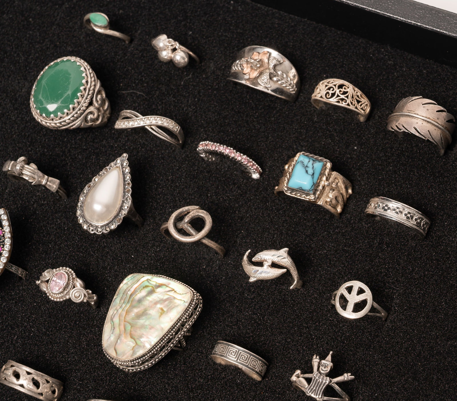 Large Sterling Silver Ring Collection - 5