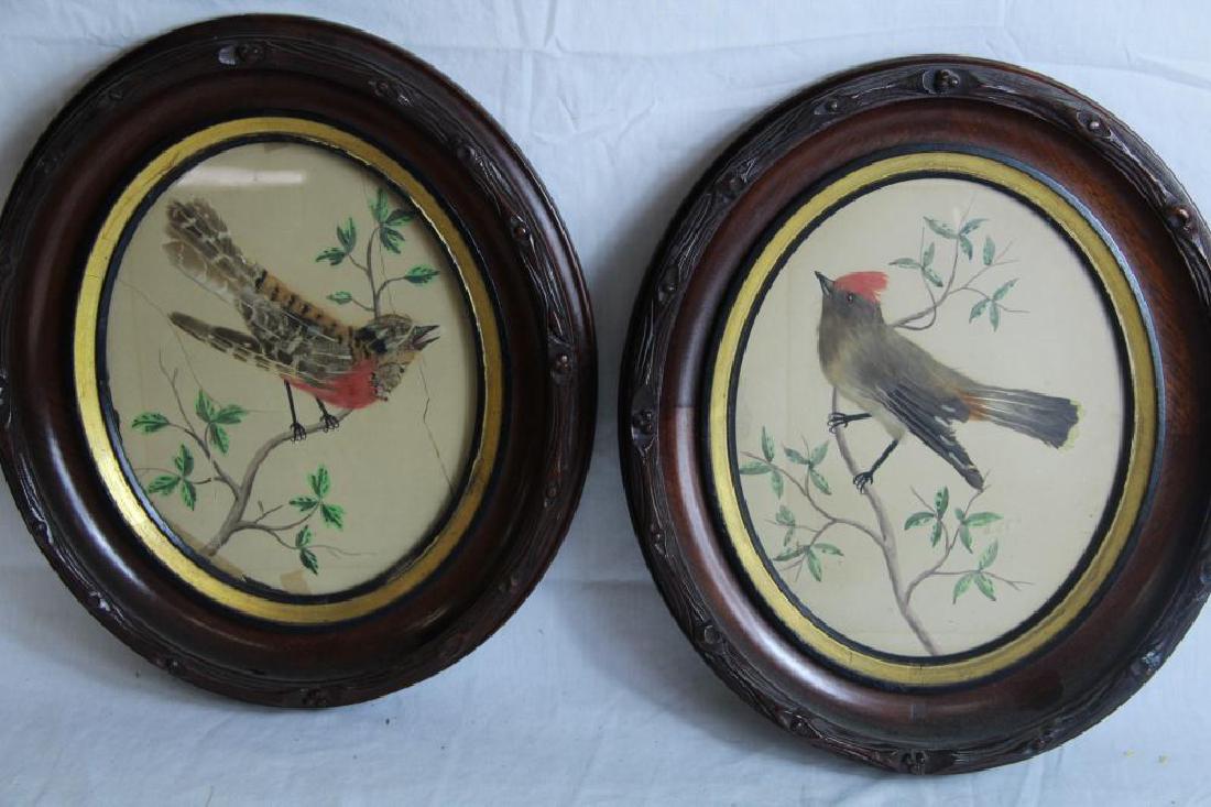 Pair of beautiful oval walnut frames with birds (1 of 13)